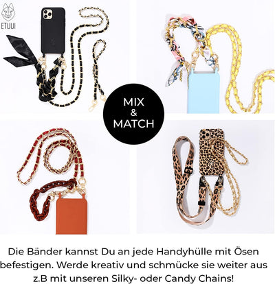 ETUUI Universale Handykette Audrey Chain Long Gold Creme Kette zum Umhängen I Handy Umhängeband komp