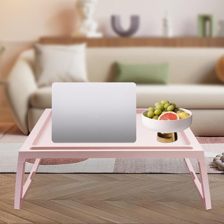 OUKANING 4er-Set klappbarer Betttisch aus Kunststoff, Stabiler Laptoptisch für Couch, Sofa und Bett,