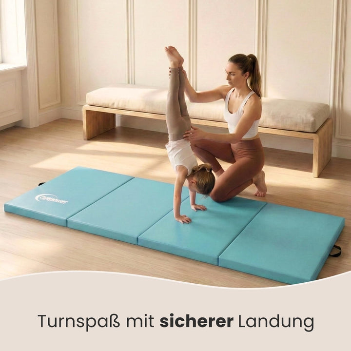 eyepower klappbare Turnmatte für Zuhause 180x60x5 cm - dicke Gymnastikmatte - Weichbodenmatte faltba