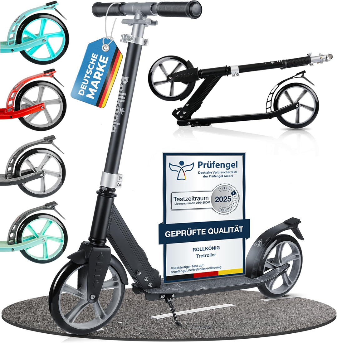 Rollkönig ® Scooter für Kinder ab 5 Jahren I Der Faltbare City-Scooter mit grossen Rädern I Tret-Rol
