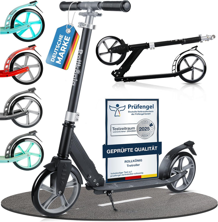Rollkönig ® Scooter für Kinder ab 5 Jahren I Der Faltbare City-Scooter mit grossen Rädern I Tret-Rol