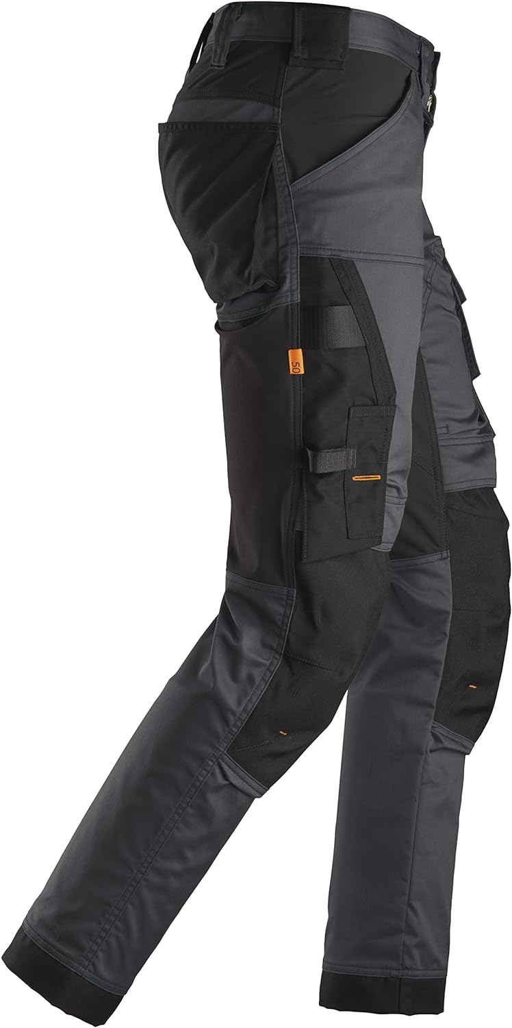 Snickers Workwear Unisex Pantalones Elásticos Gris Acero-Negro Talla AllroundWork Elastische Hose, G