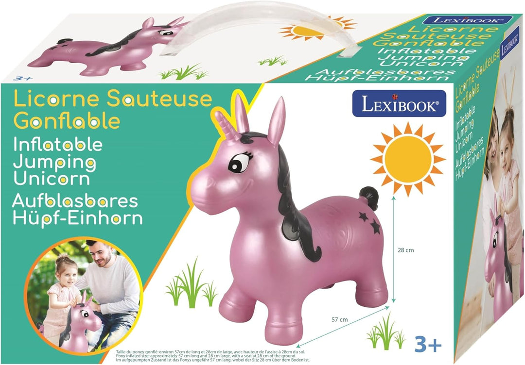 Lexibook Aufblasbares Hüpf-Einhorn, zur Förderung des Gleichgewichts und der motorischen Fähigkeiten