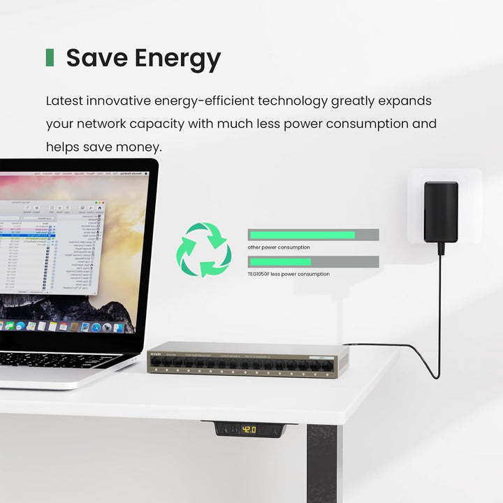 Tenda Netzwerk-Switch Innen für Überwachungskamera Aussen, Ethernet-Splitter, Plug & Play, lüfterlos