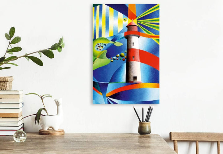 Premium Textil-Leinwand 50 x 75 cm Hoch-Format Leuchtturm List Ost, Sylt | Wandbild, HD-Bild auf Kei