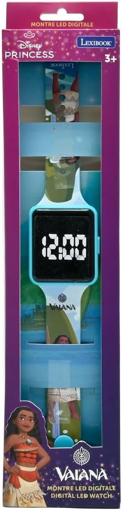 Lexibook, Disney Vaiana, Digitale Armbanduhr, 12‑ oder 24‑Stunden‑Anzeige, Blau/Rot, DMW060VN, Disne