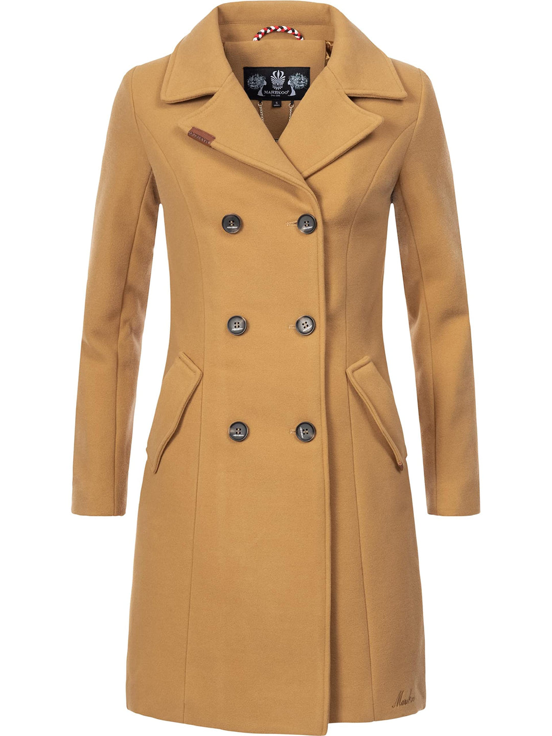 MARIKOO Damen Wollmantel Langer Trenchcoat mit Reversekragen Nanakoo XS-XXL S Braun, S Braun