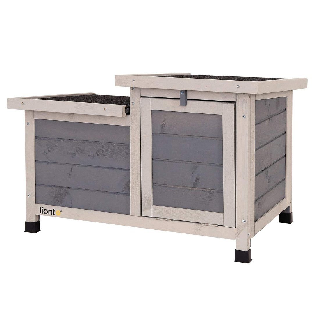 lionto Kaninchenstall aus Holz Kleintierhaus Nagerhaus Kleintierstall 70x43x45 cm, Haus