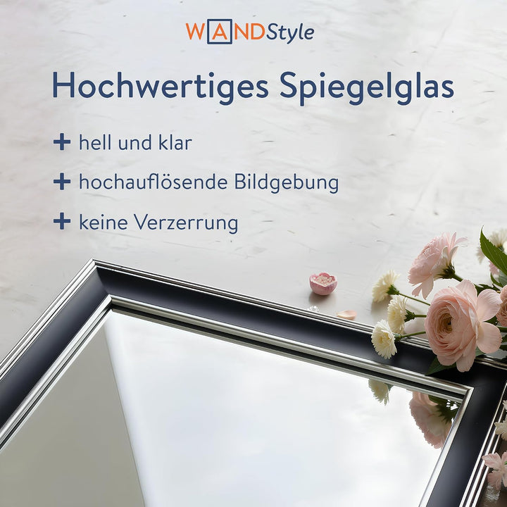 WANDStyle Spiegel Barock und Antik Stil I Aussenmass ca. 70 x 95 cm I Farbe Schwarz I schwarzer Wand