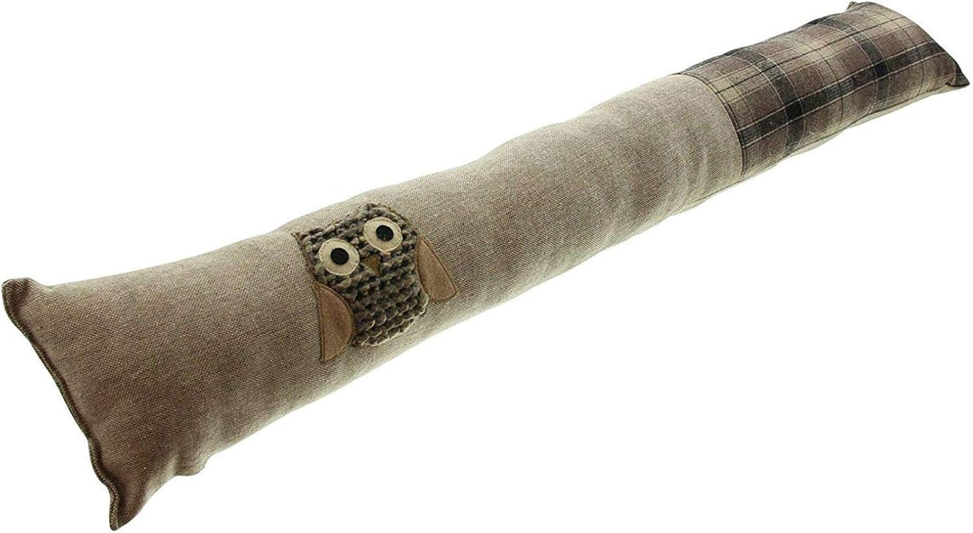 Zugluftstopper Eule, 90 cm lang, in Canvas-Optik und Karo-Stoff, Fensterdichtung, Türdichtung, Isoli