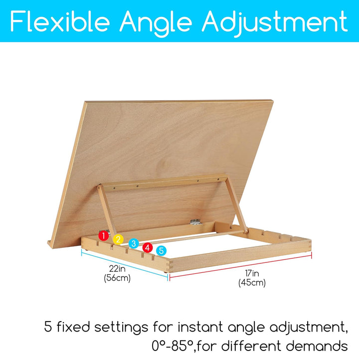MEEDEN Extra grosse Schreibtischstaffelei: 50,8 x 76,2 cm, tragbar, Buchenholz, Standstaffelei – 5 P