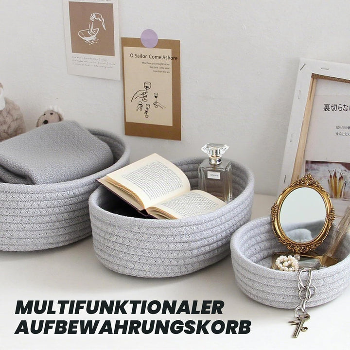 3 Stück Aufbewahrungskorb, Baumwollkörbe Strickkorb Baumwollseil Geflochten Aufbewahrung Körbe Wicke