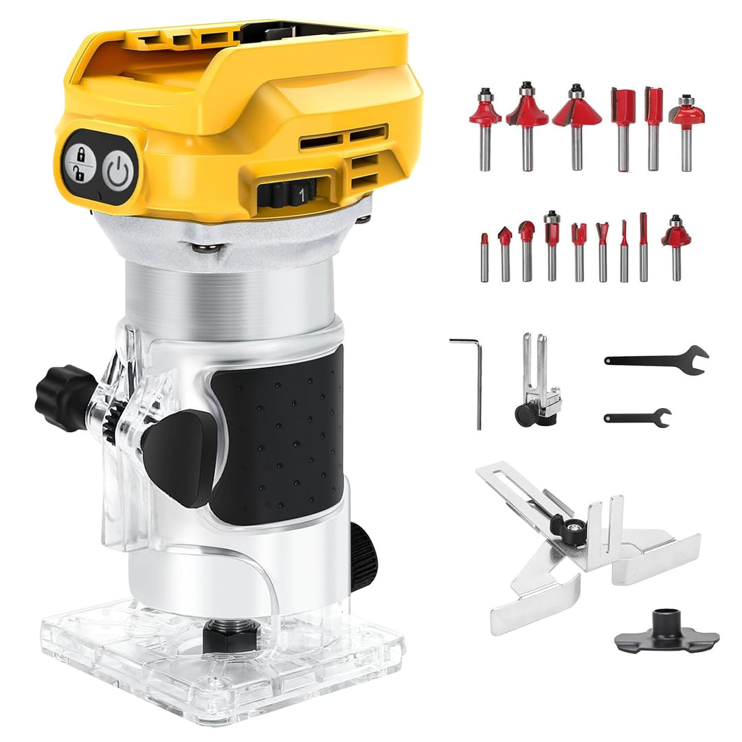 Akku Oberfräse kompatibel mit Dewalt 18V Akku, 1300W Oberfräse Trimmer Einhandfräse, Bürstenloser Ka