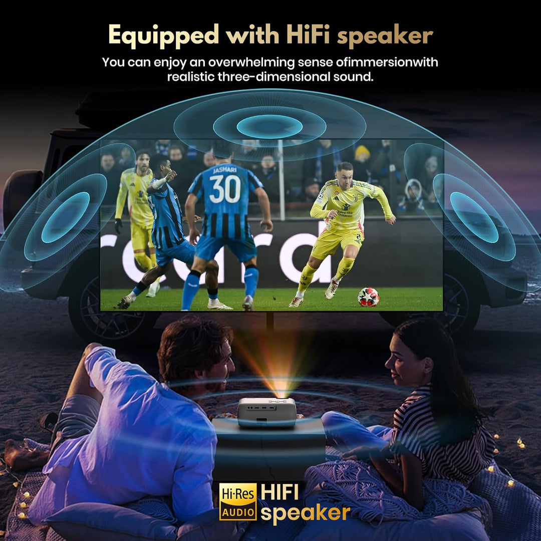 2026Mini Beamer FHD 4K,Lower Noise 450ANSI Tageslichttauglicher projektor|Auto-Keystone,HiFi-Lautspr