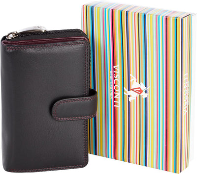 VISCONTI ® Leder Portemonnaie Damen RFID Schutz Geldbeutel Damen Geldbörse Bifold Mehrfarbig Portmon