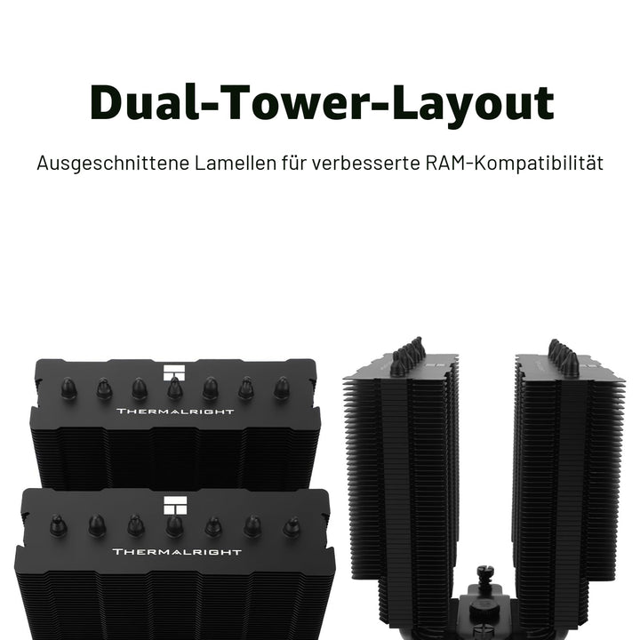 TR Phantom Spirit 120 SE Black CPU, CPU-Kühler mit 7 Heatpipes, zwei 120 mm PWM Lüfter, AGHP 4.0, fü