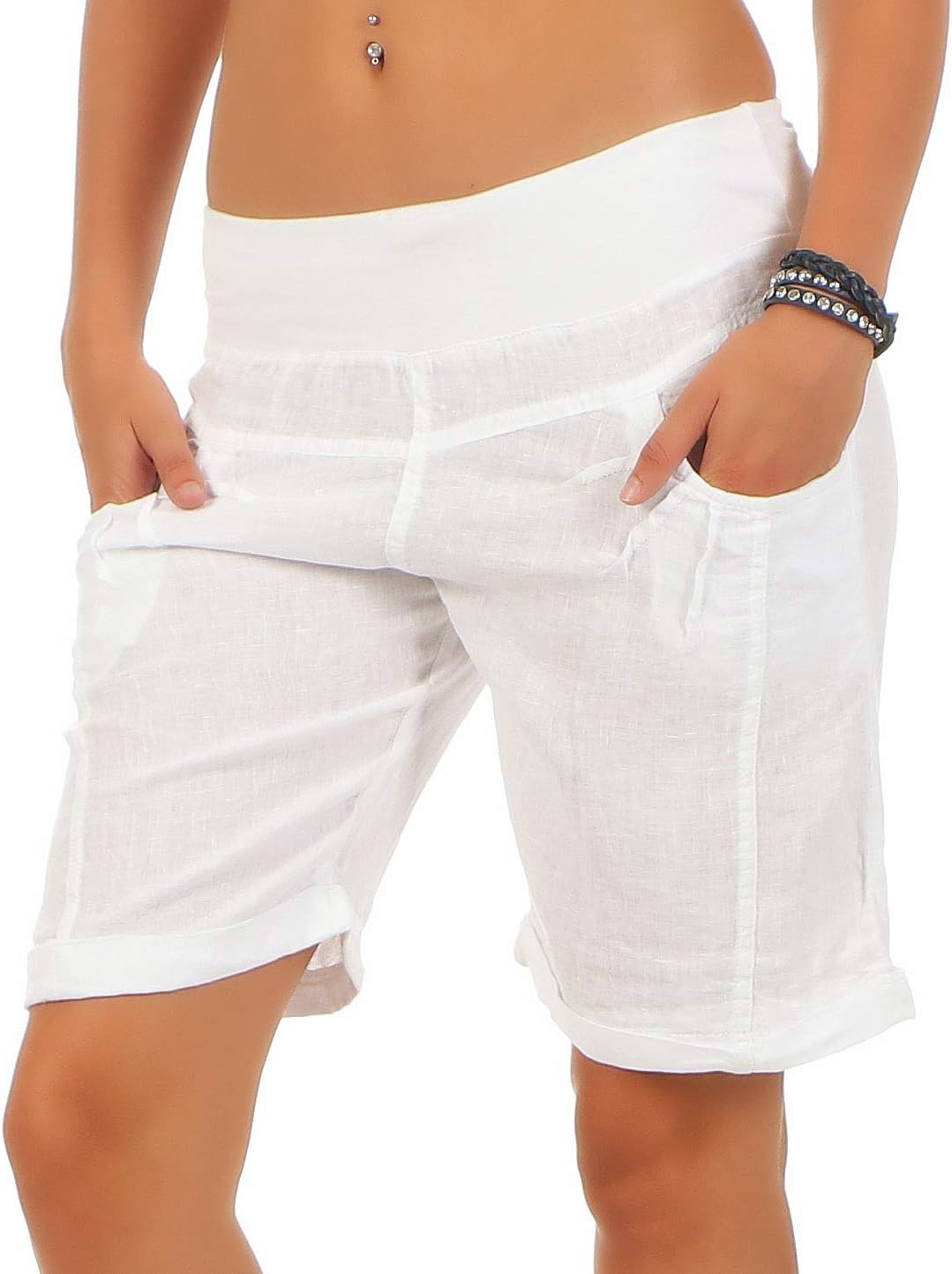 Malito Damen Bermuda aus Leinen | lässige Kurze Hose | Shorts für den Strand | Pants - Hotpants 3001