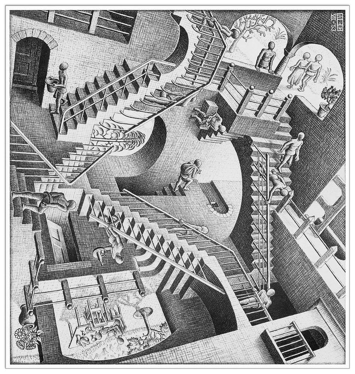 Artopweb TW15570 Escher - Relativity, 1953 Dekorative Paneele, MDF Wood Panel, Multifarbiert, 43x40