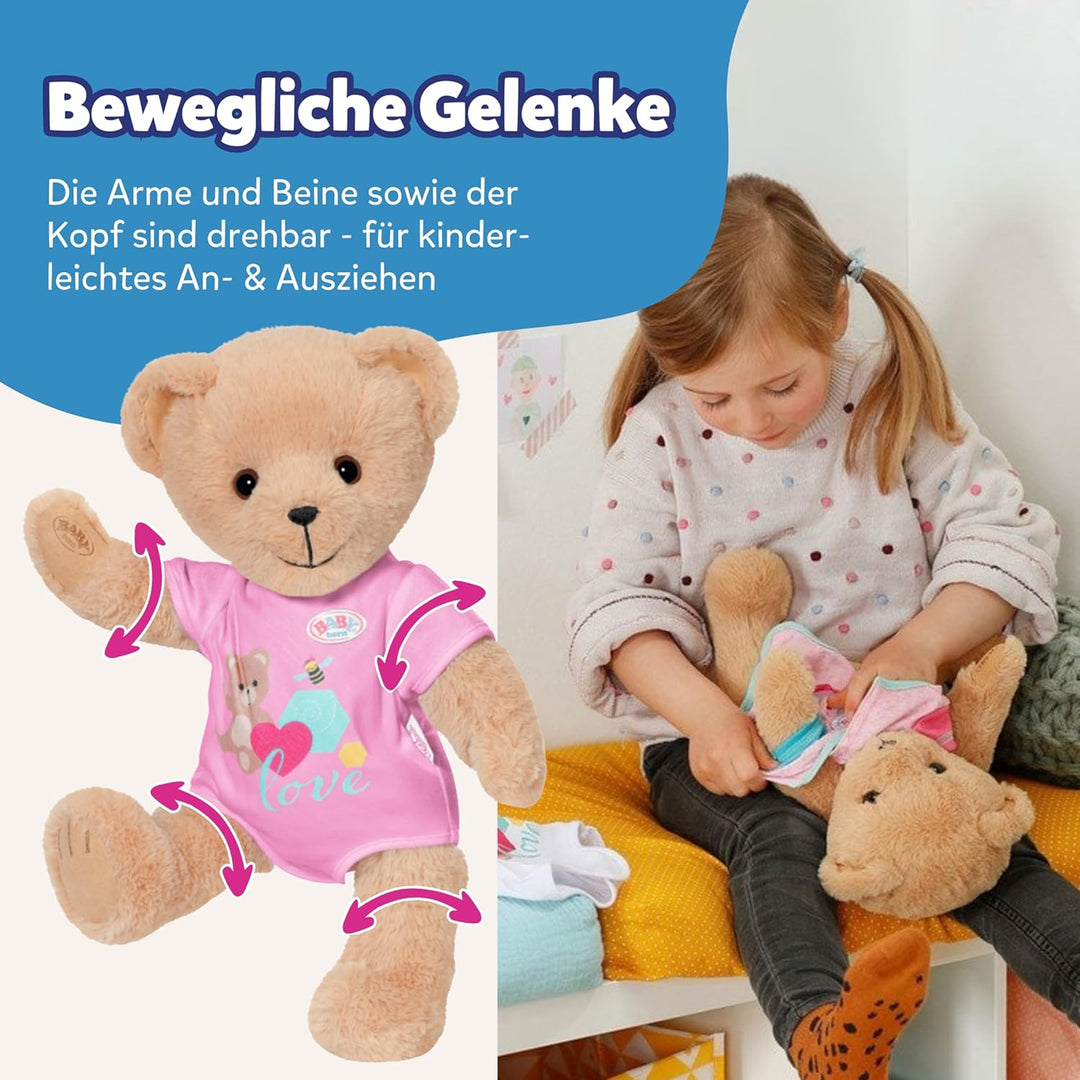 BABY born Bär, Teddy Kuscheltier mit pinkem Strampler und beweglichen Armen und Beinen, 835586 Zapf