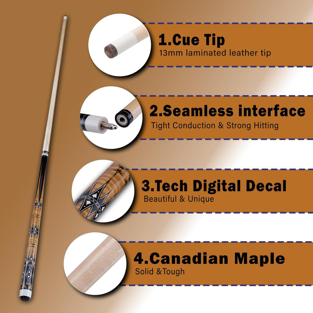58" Pool Billard Queue with 13mm Tip,19 20 oz Billiard Cue,Schwarz oder Weiss，1/2 Maple Queue Sticks