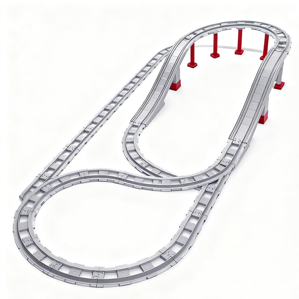 67PCS Bausteine Schienen Set, City Eisenbahn Schienen mit Gerade, Kurven, Cross Track, Kompatibel mi