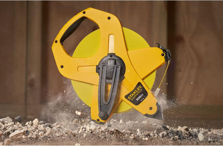 Stanley Rahmenbandmass Power Winder Fiberglas (100 m Länge, 13 mm Breite, ergonomisch, Genauigkeitsk