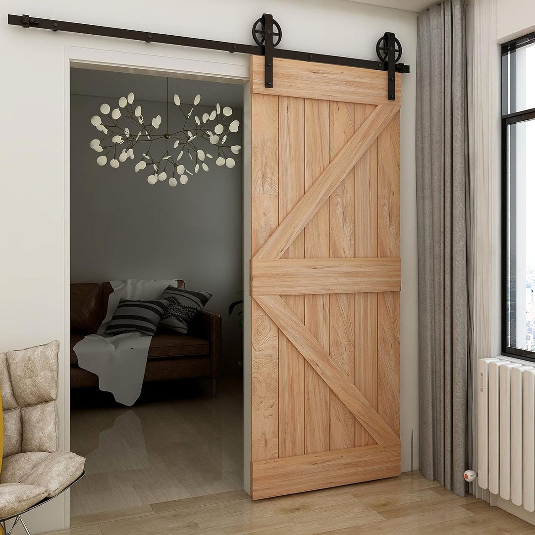 WOLFBIRD 213cm/7ft Schiebetürbeschlag Set Schiebetürsystem Zubehörteil Schiebetür Komplettset mit Ei