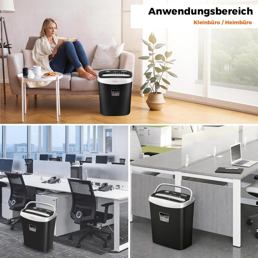 Schredder Aktenvernichter, VidaTeco 10 Blatt Kreuzschnitt Papierschredder für Kreditkarten/Heftklamm