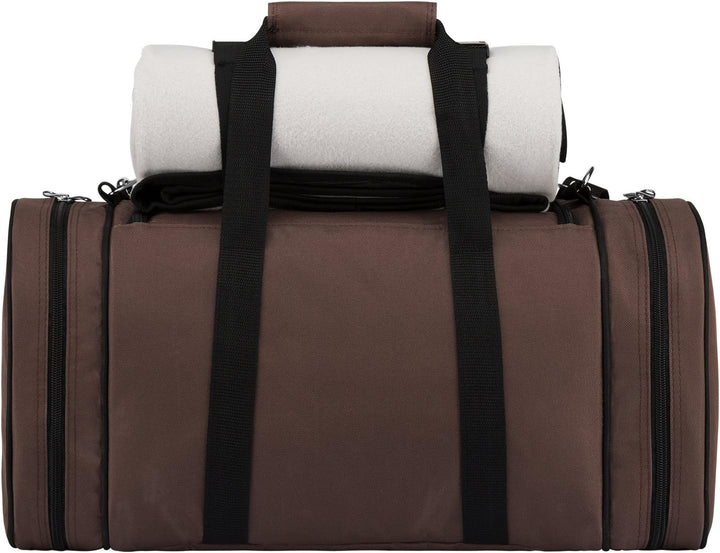 anndora Picknick Kühltasche inkl. Picknick Decke Geschirr Besteck für 4 Personen braun hellblau 3337