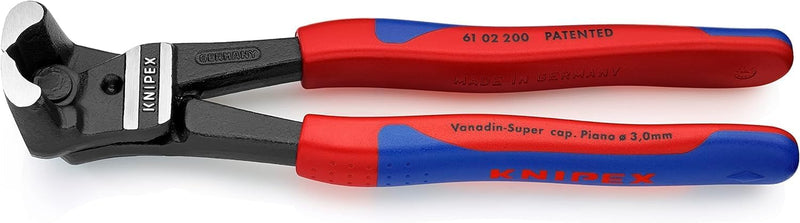 Knipex Bolzen-Vornschneider hochübersetzt schwarz atramentiert, mit Kunststoff überzogen 200 mm 61 0