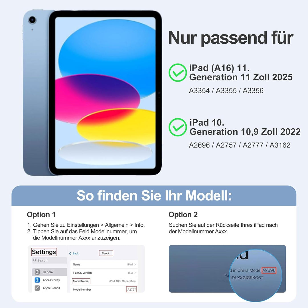 drivego Tastatur Hülle mit Maus for iPad A16 11/10 Generation (11/10.9 Zoll 2025/2022), Bluetooth Ma