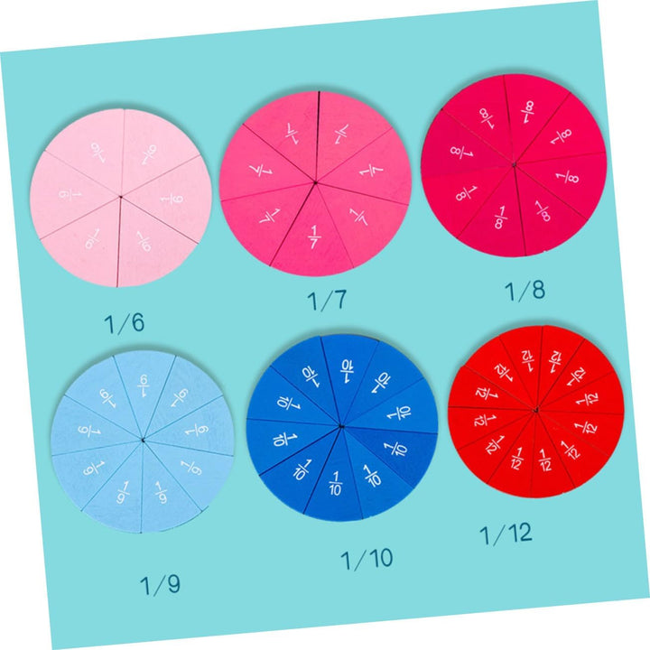 UPKOCH Buntes Lernset Holz Bruchkreis Puzzle Mathe Lehrmittel Bruchrechnung Visuelle Lernhilfe