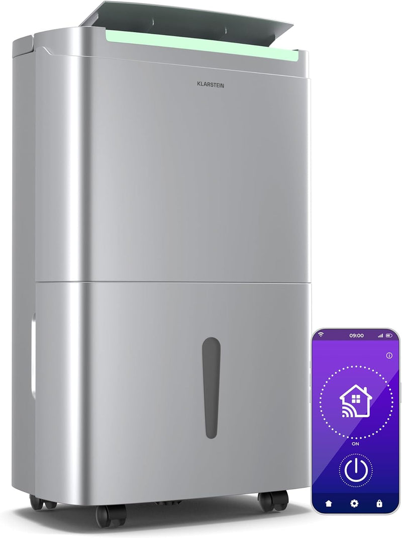 Klarstein DryFy Connect 50L Luftentfeuchter - 50L/Tag, WLAN-App-Steuerung, 7L Tank, 24h Timer, Autom