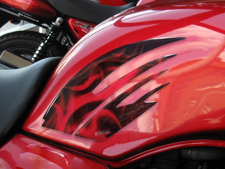 BIKE-label Tankpad seitlich Motorrad Aufkleber Flame Rot Flammen 810017