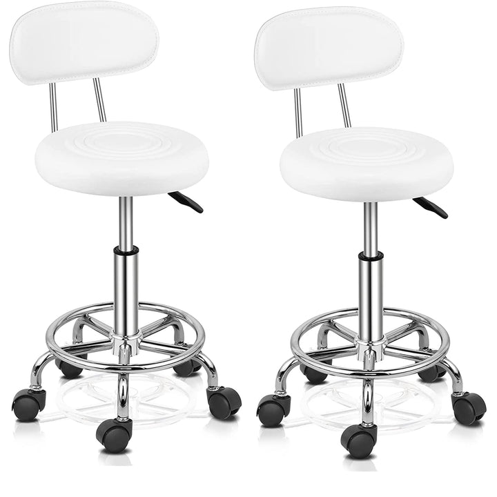 Ergonomischer Rollhocker mit Rückenlehne Arbeitshocker Drehhocker Rollhocker 360° drehbar Höhenverst