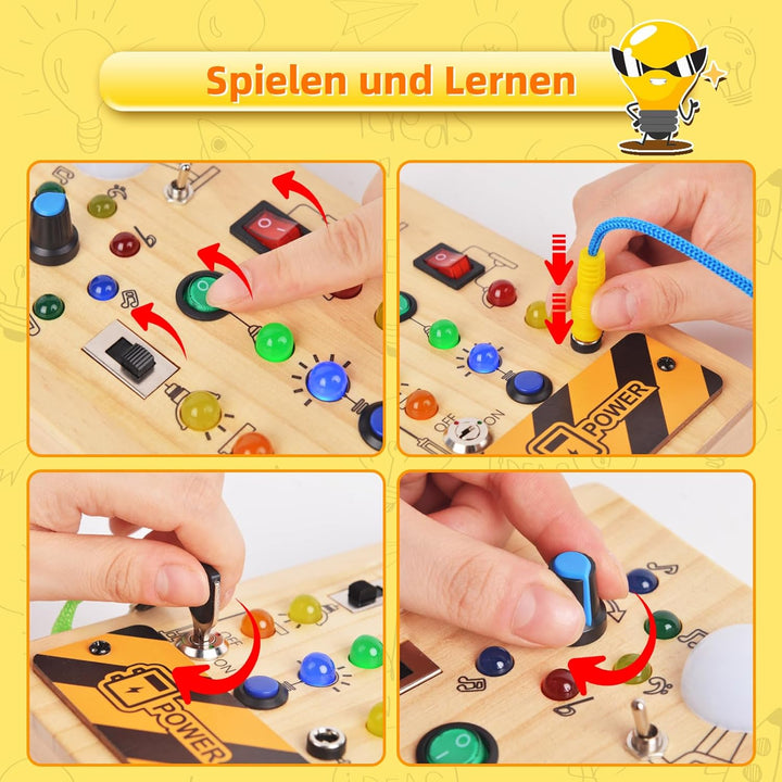 Montessori Spielzeug ab 1 Jahr Busy Board, Baby Motorikspielzeug Activity Board Holzspielzeug ab 1 2