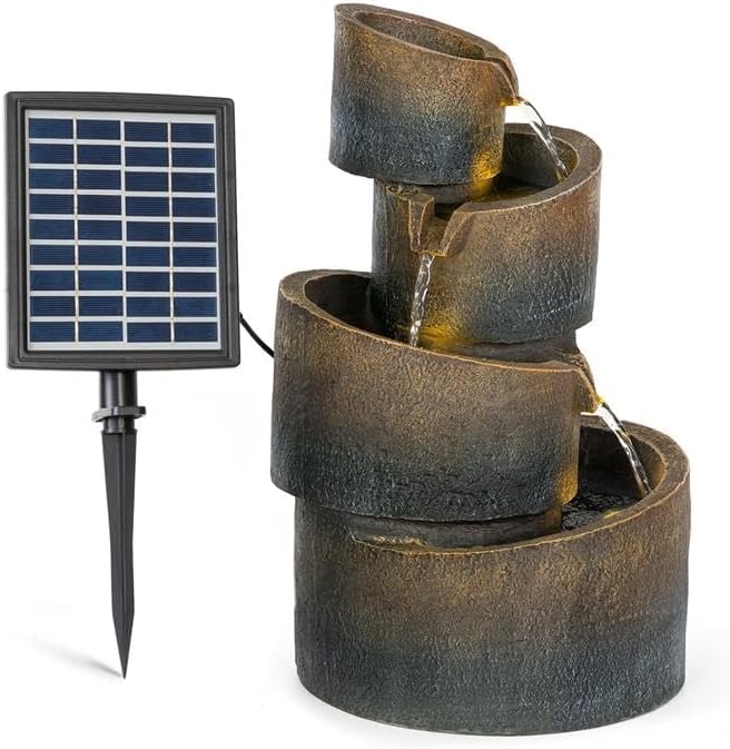 blumfeldt Mantua Kaskadenbrunnen Solarbrunnen Gartenbrunnen Zierbrunnen,Solarbetrieb,4 Kaskadenstufe