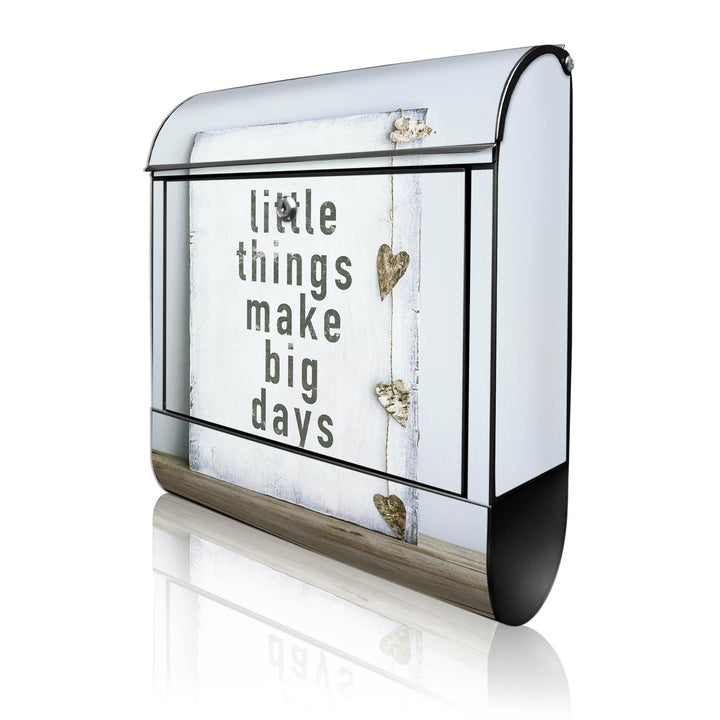 banjado® Design Briefkasten mit Motiv Little Things 39x47x14cm &amp; 2 Schlüssel - Briefkasten Stahl sch