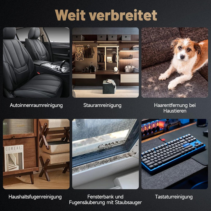 Handstaubsauger Kabellos 26000Pa für Tierhaare, Auto & Küche | Tragbarer Mini-Staubsauger mit Bürste