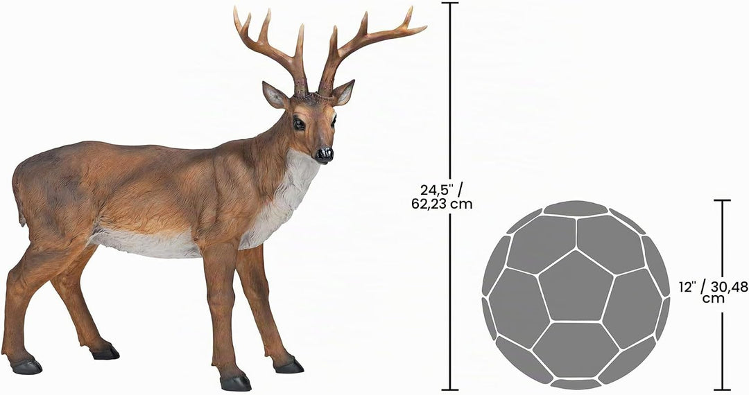 Design Toscano Buck mit dem grossen Geweih Hirschstatue, Masse: 71 x 19 x 62 cm 4.5 kg Buck mit dem