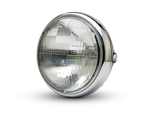 Motorrad 7.7" Chrom Frontscheinwerfer 12V 55W für Cafe Racer & Scrambler - Schale