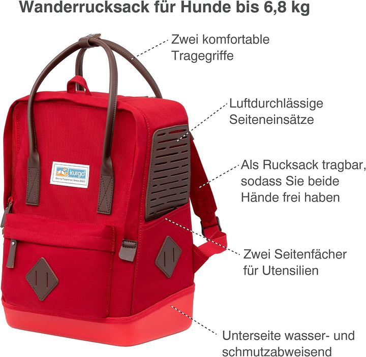 Kurgo Nomad Carrier Rucksack - Flugzeugtaugliche Hundetasche - Leichter Rucksack für Haustiere mit w