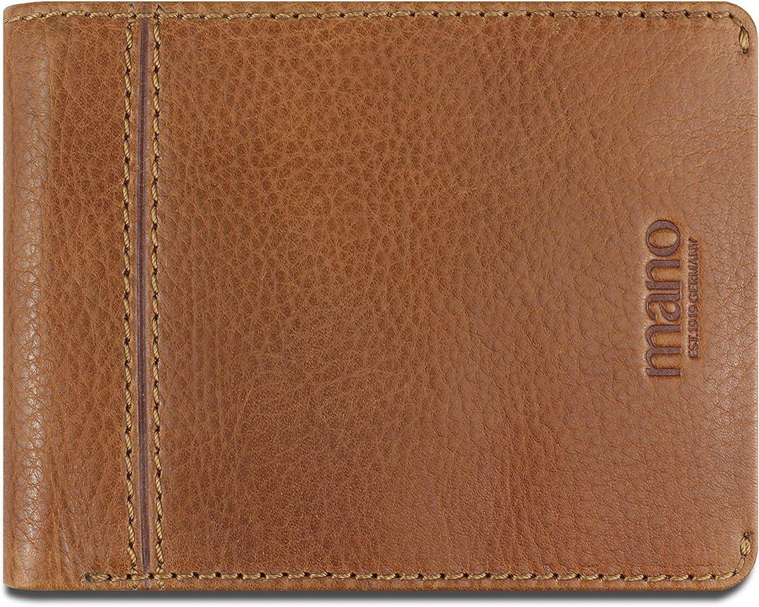 mano Don Montez Geldbörse Leder - Portemonnaie Herren Damen Querformat Cognac - Geldbeutel Portmonee