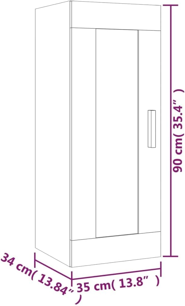35x34x90 cm Wandschrank mit 3 Fächern TV Schrank Hängeschrank Badezimmerschrank Küchenschrank für Wo