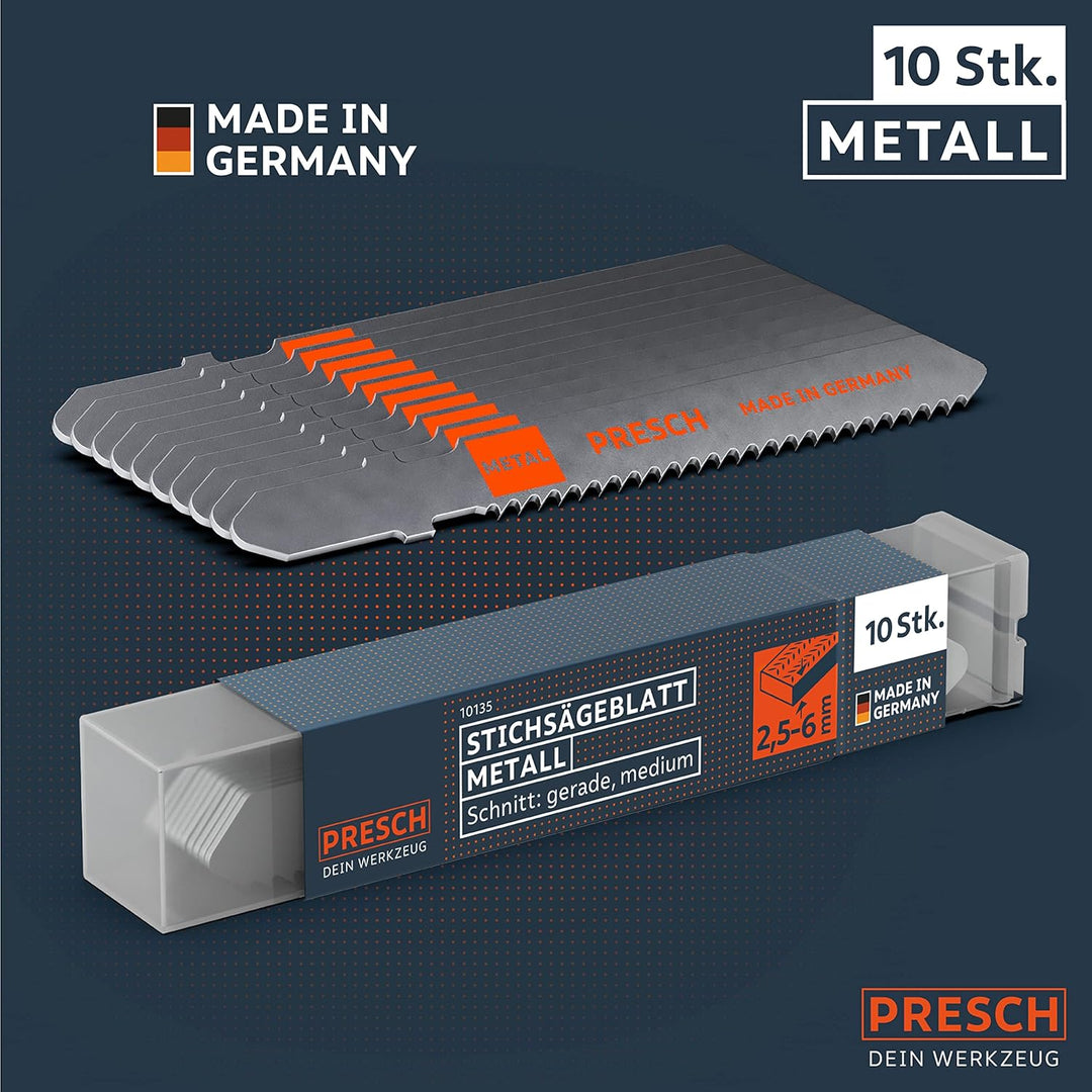 Presch Stichsägeblätter Metall 10 Stk. (Medium Schnitt) - Präzise Schnitte in mittelstarke Bleche (2