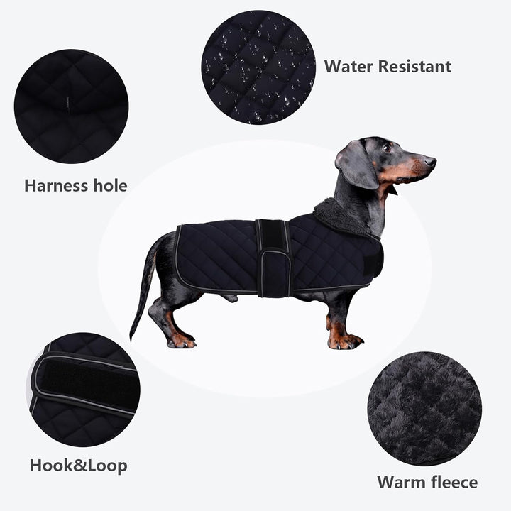 MOREZI Dackel Hund Winterjacke. wasserdichte Hundejacke. Mit Wolle, inneren und verstellbaren Schult