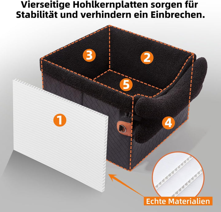 Hunde Autositz für 2 kleine Hunde, Maschinenwaschbarer mittelgrosser Hundesitz für das Auto,Ansteckb