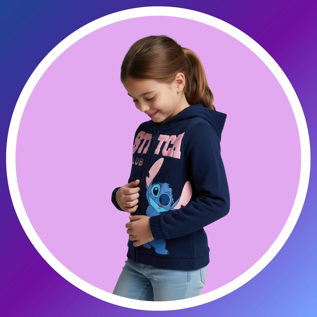 Disney Stitch Mädchen Kapuzenpullover, Pullover mit Reissverschluss, Geschenk für Mädchen, Grössen 3