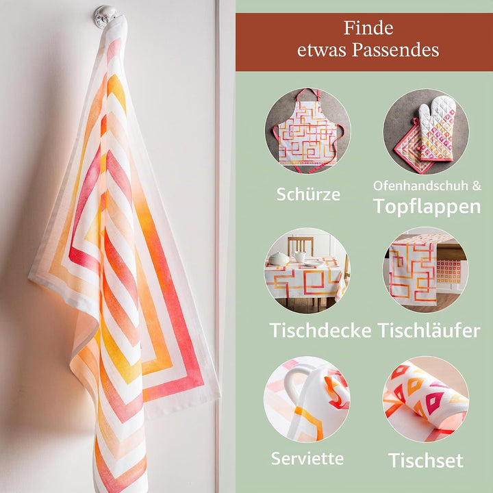 Maison d' Hermine Summer Maze 100% Baumwolle Set von 3 Multi-Purpose Küchenhandtuch | Bar Handtücher