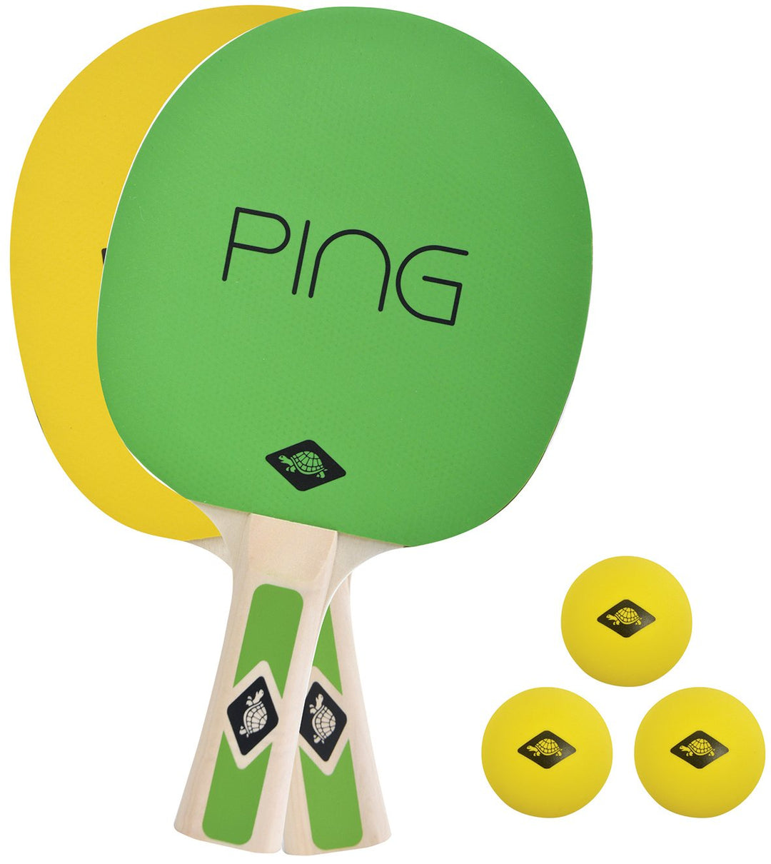 Donic-Schildkröt Tischtennis-Set Ping Pong und Neon Set, 2 Schläger mit farbigen Belägen, 3 farbige